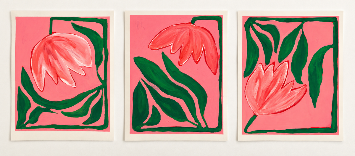 Poinsettias on Paper - Set of 3